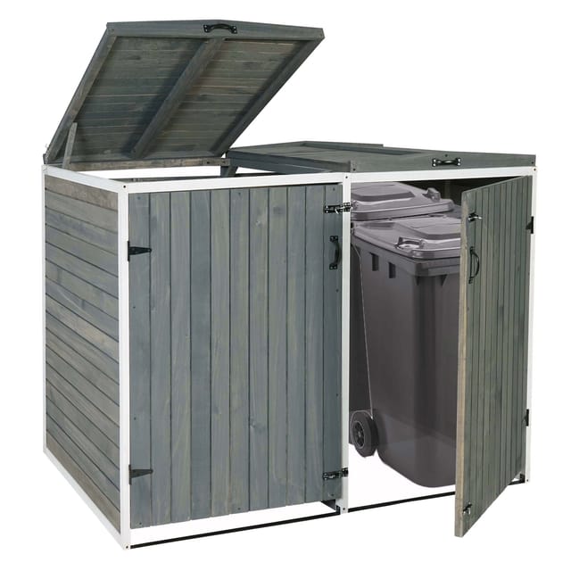 MCW 2er-/4er-Mülltonnenverkleidung H74 Grau-Weiß 126x158x98cm