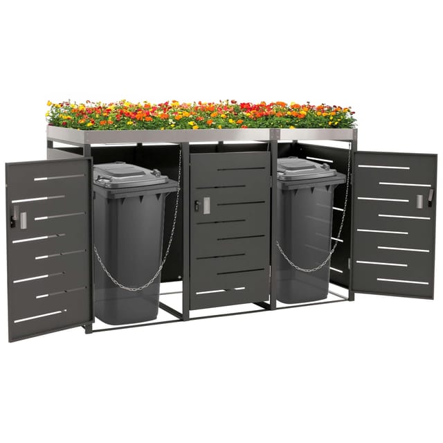 MCW 3er-Mülltonnenverkleidung H40 125x198x84cm Anthrazit