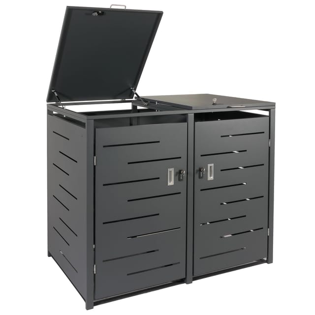 MCW 2er-Mülltonnenverkleidung E83 Anthrazit Stahl 54kg 117x131x80cm