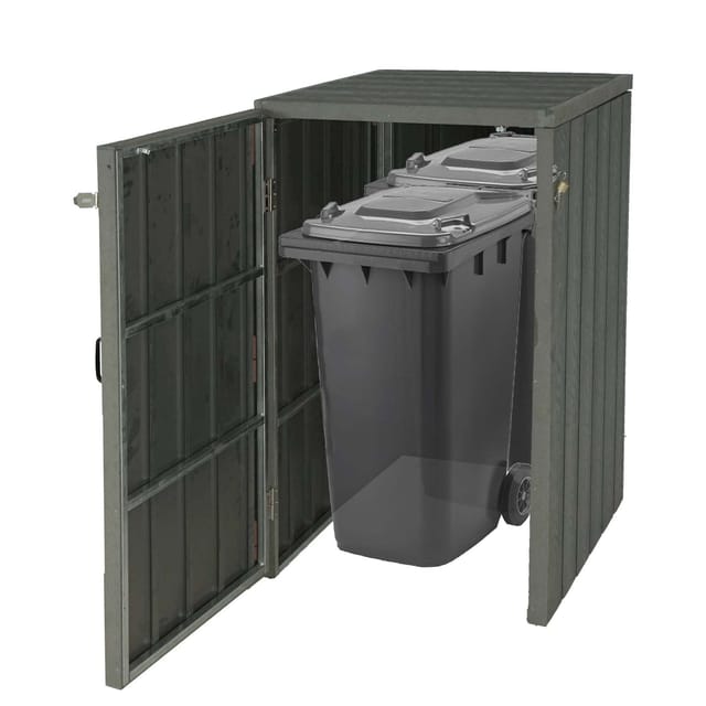 MCW 1-/2er WPC-Mülltonnenverkleidung J28 Grau 117x80x105cm