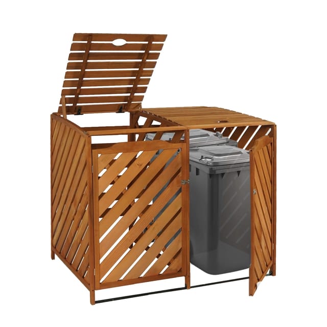 MCW 2er/4er Mülltonnenverkleidung J44 Braun 121x133x98cm