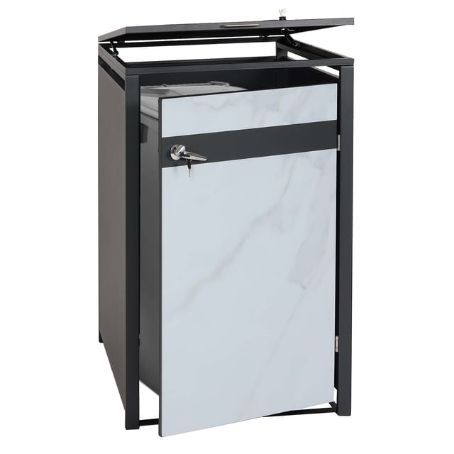 MCW 1er Mülltonnenverkleidung J82 Marmor-Optik Hell 117x68x80cm