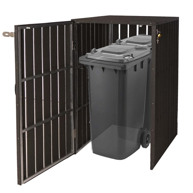 MCW 1-/2er WPC-Mülltonnenverkleidung J28 Anthrazit 115x77x97cm