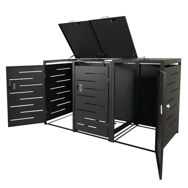 MCW 3er-Mülltonnenverkleidung E83 Anthrazit Stahl 75kg 117x197x80cm
