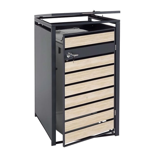 MCW 1er Mülltonnenverkleidung J81 Buche-Holzoptik Hellbraun 117x68x80cm