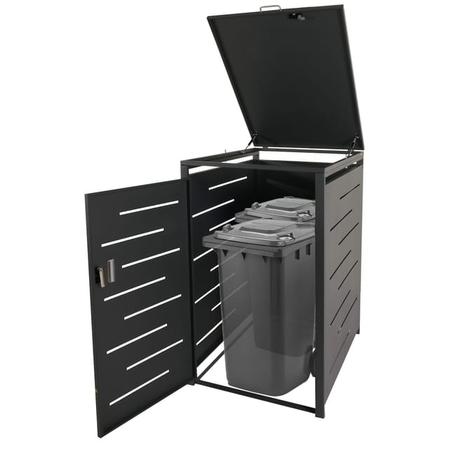 MCW 1er-/2er-Mülltonnenverkleidung E83 Anthrazit Stahl 39kg 116x71x98cm