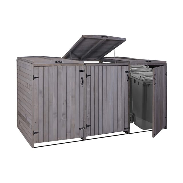 MCW 3er-/6er-Mülltonnenverkleidung H74 Anthrazit-Grau 126x238x98cm