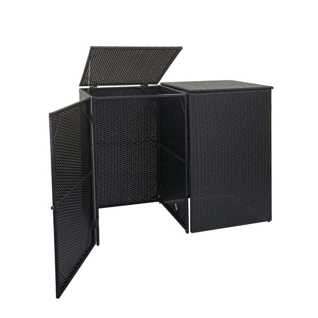 MCW 2er-Mülltonnenverkleidung E25 2x120l Schwarz 176x130x131cm