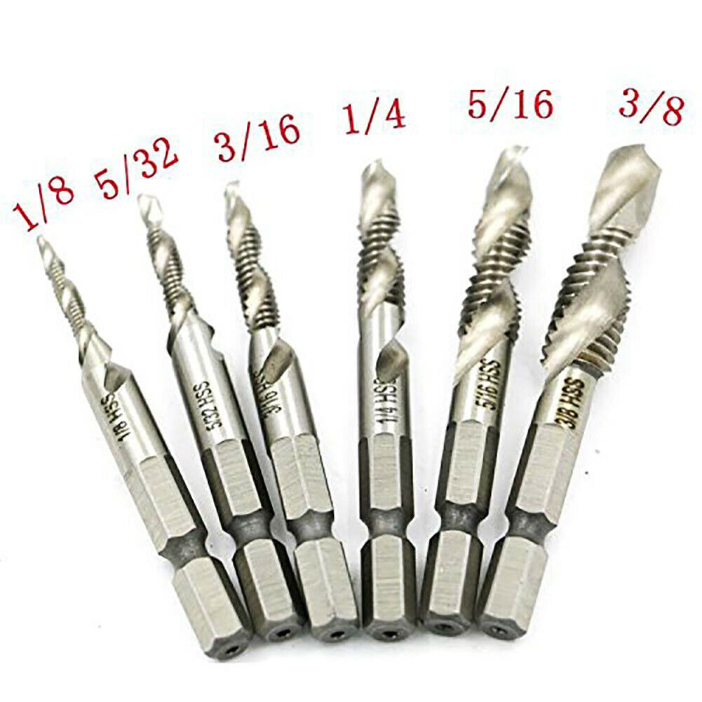 Ensemble-behinderung Aus 6 Press- Und Vis-a-tige Hexagonal En Acier Rapide 4341 Für Le Perçage, Le Taraudage Und Le Chanfreinage.