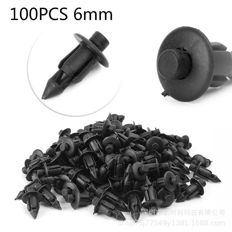 Nieten Automobile P05 Schwarz (los 100) Mit Clip-feile Fléché, Anpassbarer Hilfsnieten 6 Mm Durchmesser.