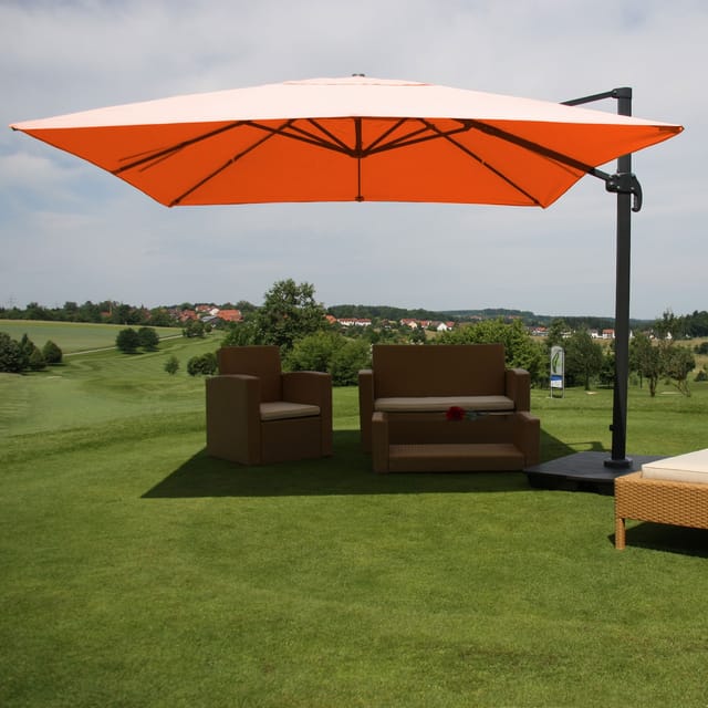 MCW Ampelschirm A96 3x3m Alu Terracotta mit Ständer