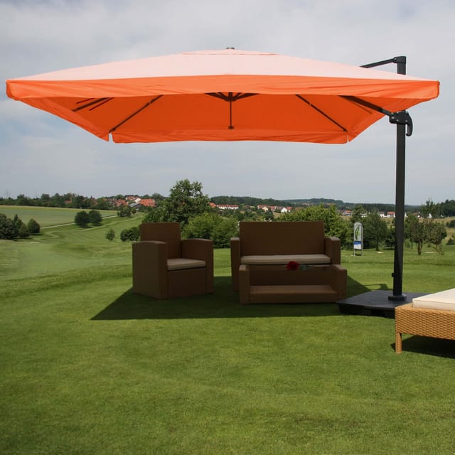 MCW Ampelschirm A96 3x3m Alu/Stahl Flap Terracotta mit Ständer
