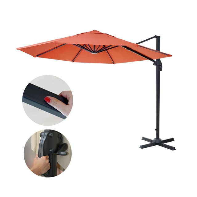 MCW Ampelschirm A96 Ø 3m Alu/Stahl Terracotta ohne Ständer Drehbar