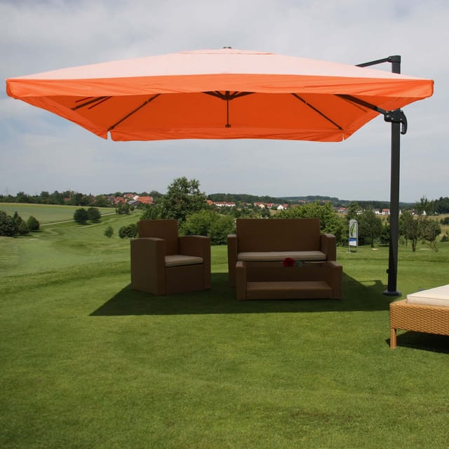 MCW Ampelschirm A96 3,5x3,5m Alu Flap Terracotta ohne Ständer Drehbar
