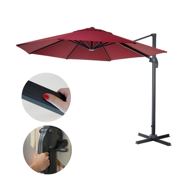MCW Ampelschirm A96 Ø 4m Alu/Stahl Bordeaux ohne Ständer