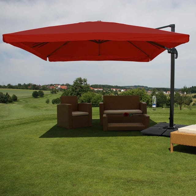 MCW Ampelschirm A96 3x4m Flap Alu Bordeaux mit Ständer Drehbar