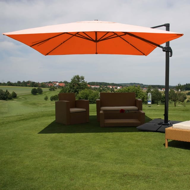 MCW Ampelschirm A96 3x4m Alu/Stahl Terracotta mit Ständer