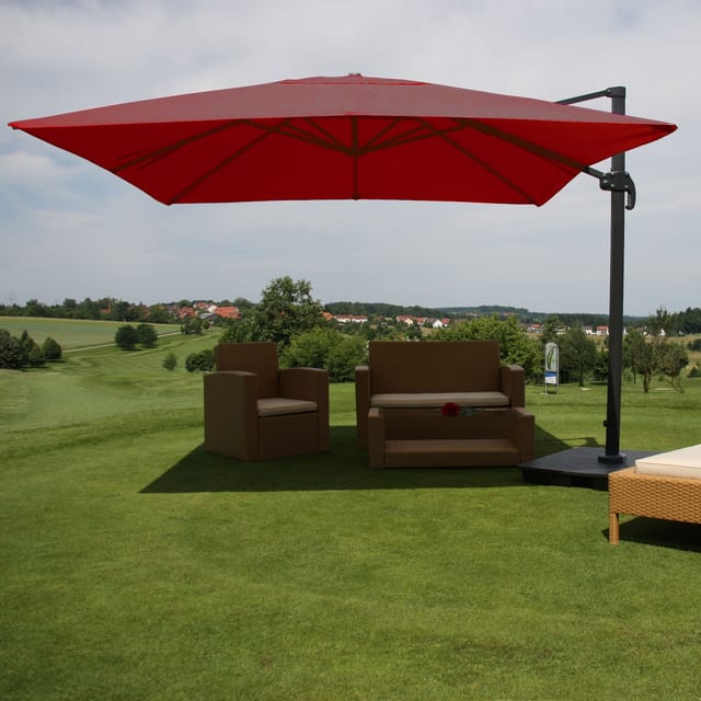 MCW Ampelschirm A96 3x3m Alu Bordeaux mit Ständer