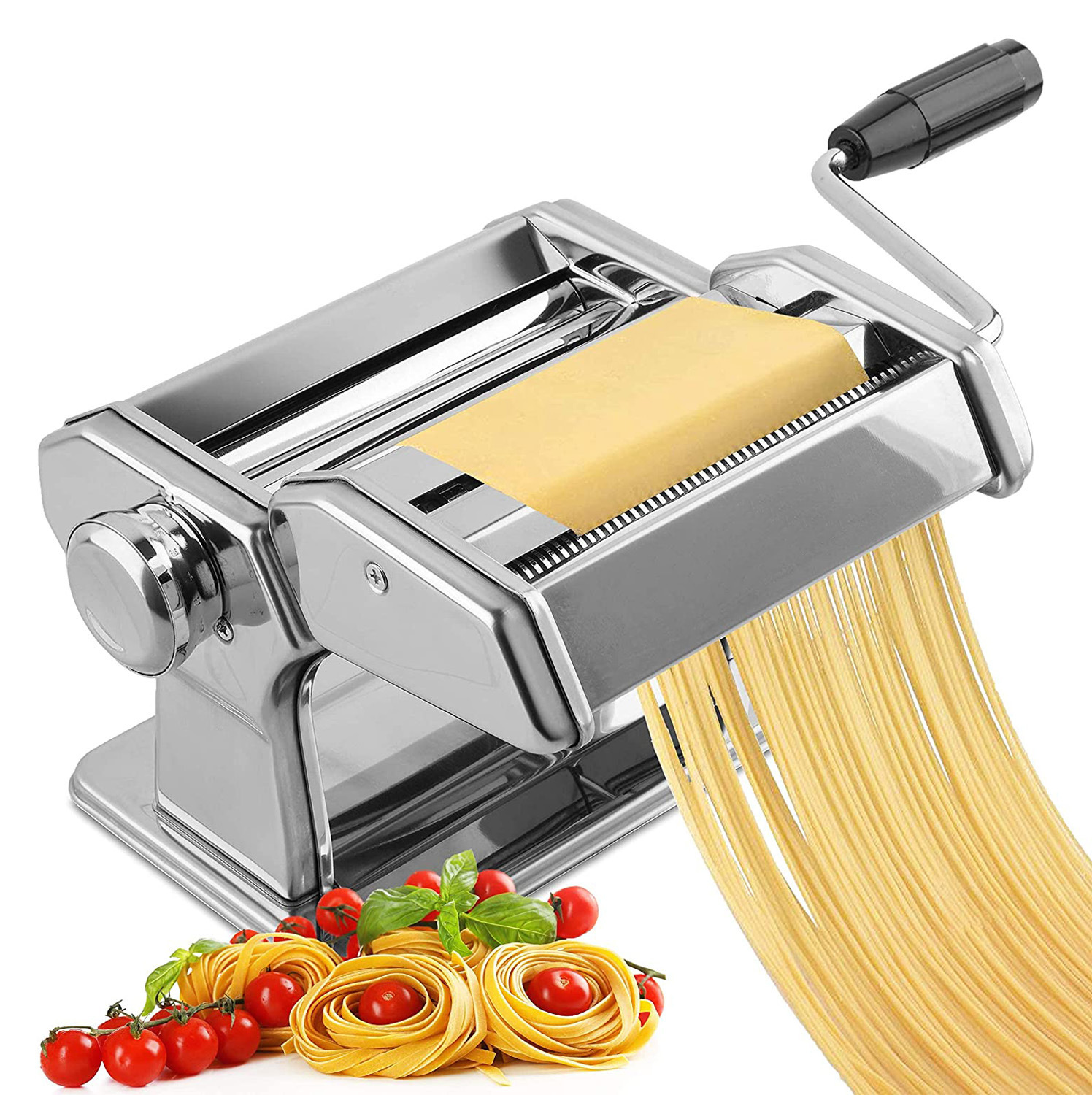2-in-1 Nudelmaschine Mit Walzen Und Nudelschneider, 9 Einstellbare Stärken, Ideal Für Ravioli, Spaghetti, Fettuccine Und Lasagne.