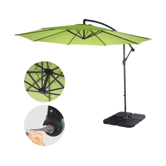 MCW Ampelschirm Terni Ø 3m Neigbar Grün-Lemon mit Ständer