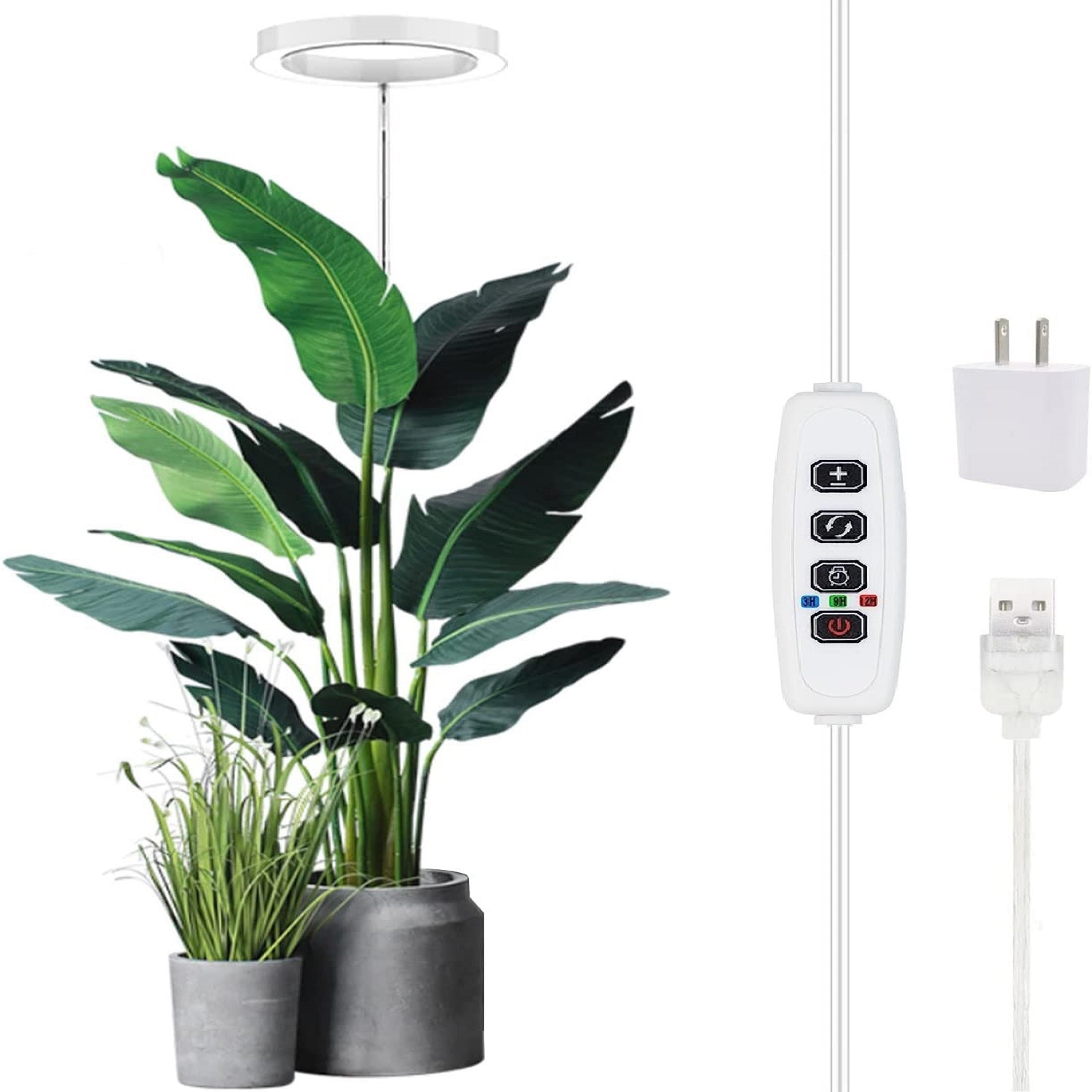 Pflanzenlampe, Vollspektrum-led-pflanzenlampe Für Zimmerpflanzen, Dimmbar, Höhenverstellbar, 5v-zeitschaltuhr Für Große Pflanzen, Pflanzenlampen Für