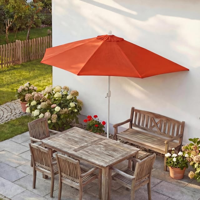 MCW Sonnenschirm Lorca Halbrund 3m UV 50+ 300cm Terracotta ohne Ständer