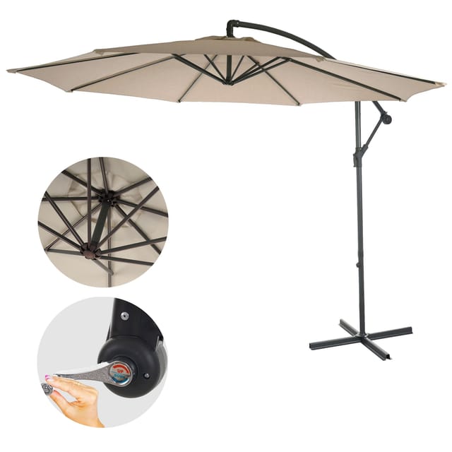 MCW Ampelschirm Terni Ø 3m Neigbar Sand-Beige ohne Ständer
