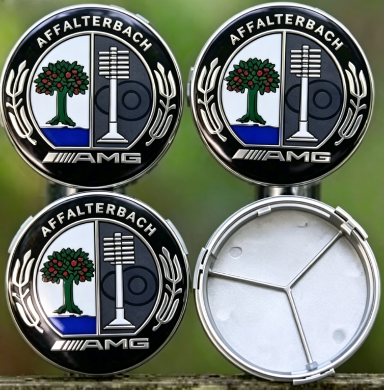 Mercedes-benz 75 Mm Radnabenkappen (4er-set) — Farbiger Lorbeerkranz