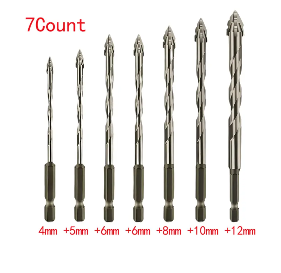Steinmetz-bohrerset, Set Mit 7 Gezahnten Exzenterbohrern, Hartmetall-bohrspitzen In Industriequalität, Geeignet Für Alle Arten Von Fliesen, Keramik, Glas, Marmor, Beton Und Edelstahl.