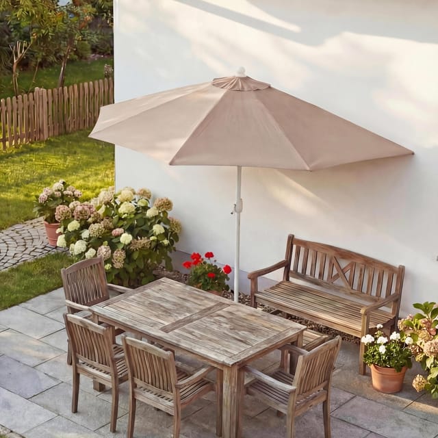 MCW Sonnenschirm Lorca Halbrund 2,7m UV 50+ 270cm Creme ohne Ständer