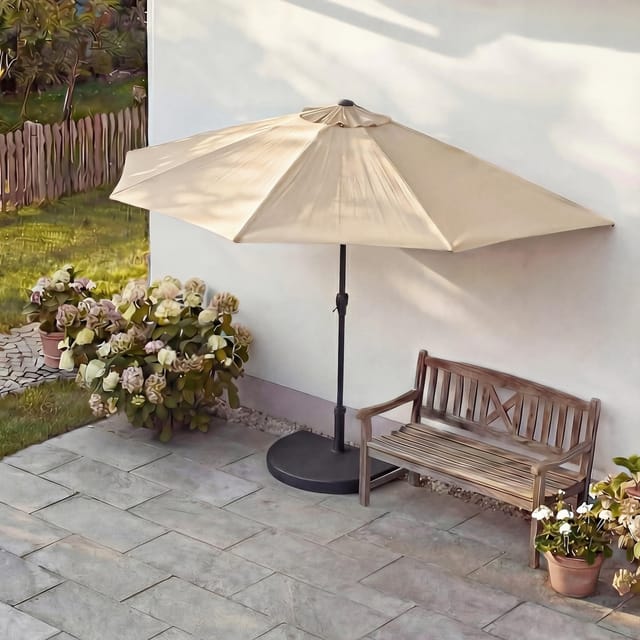 MCW Sonnenschirm Lorca Halbrund 2,7m UV 50+ 270cm Creme mit Ständer