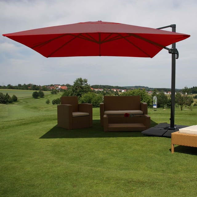 MCW Ampelschirm A96 3x4m Alu Bordeaux mit Ständer