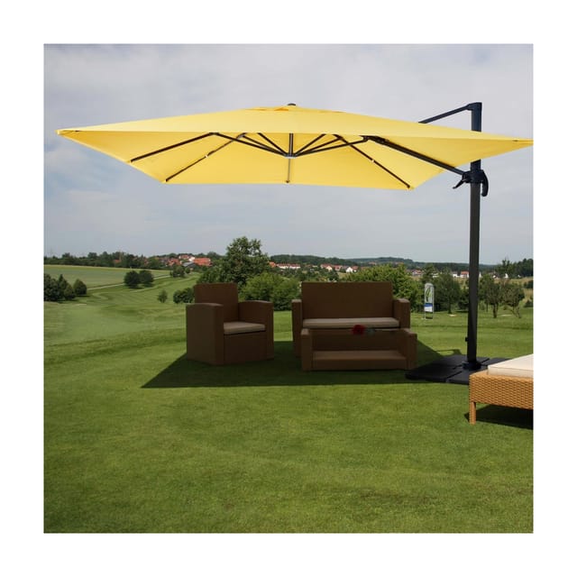 MCW Ampelschirm A96 3x3m Alu/Stahl Gelb mit Ständer
