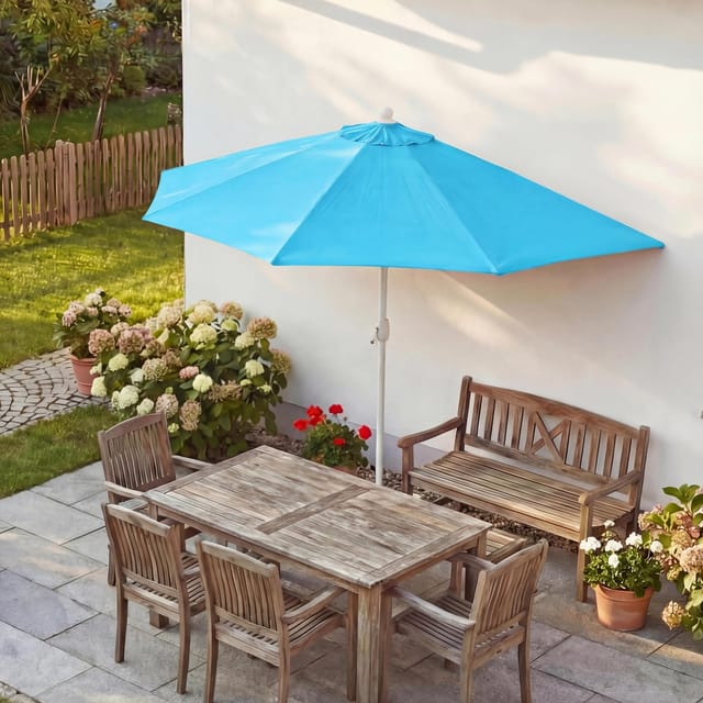 MCW Sonnenschirm Lorca Halbrund 2,7m UV 50+ 270cm Türkis ohne Ständer