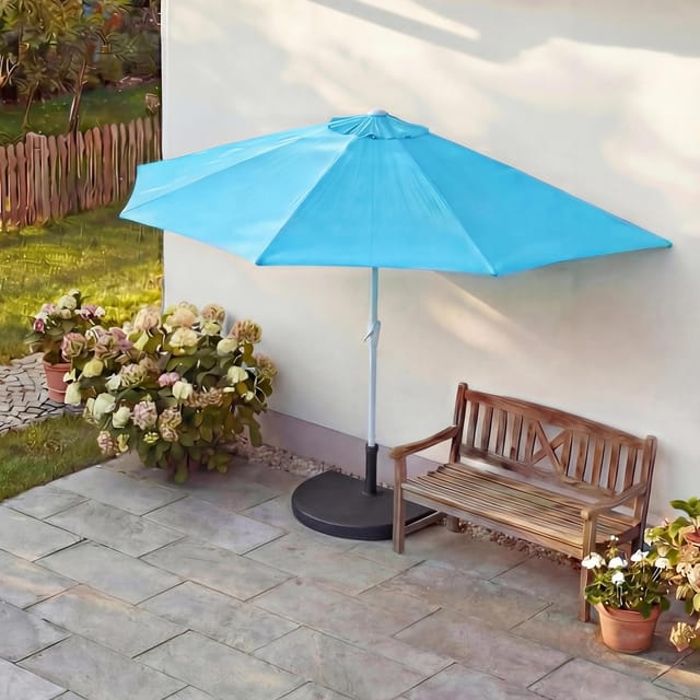 MCW Sonnenschirm Lorca Halbrund 2,7m UV 50+ 270cm Türkis mit Ständer