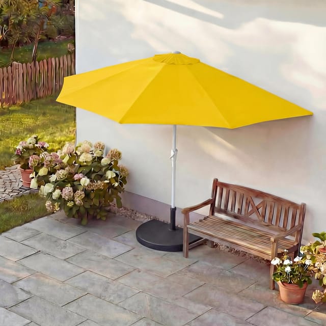 MCW Sonnenschirm Lorca Halbrund 2,7m UV 50+ 270cm Gelb mit Ständer