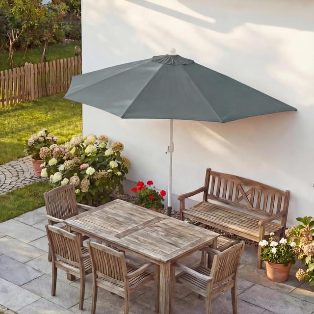 MCW Sonnenschirm Lorca Halbrund 2,7m Alu UV 50+ 270cm Anthrazit ohne Ständer
