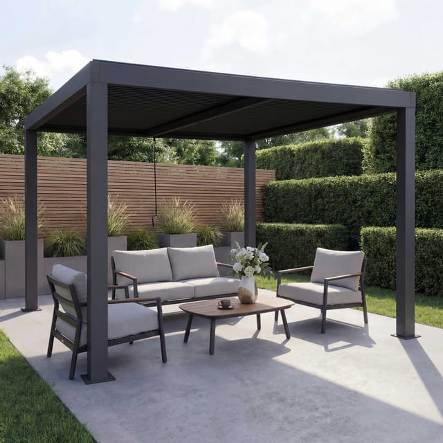 MCW Pergola L46 Anthrazit 10cm-Alu-Gestell 3x3m