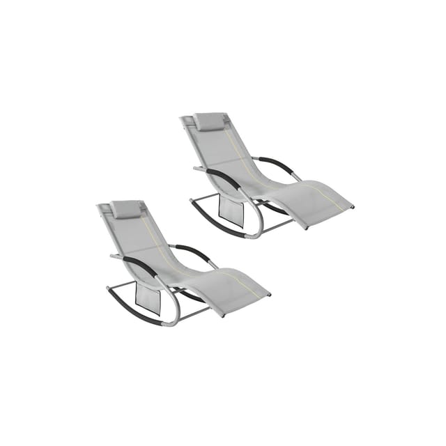 SoBuy Sonnenliege 2-er Set mit Tasche Garten Metall Kunstfasergewebe Grau OGS28-HGx2