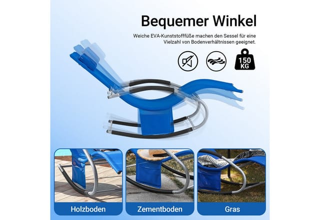 SoBuy Schaukelliege mit Tasche aus Metall und Kunstfasergewebe Kleinblau OGS28-KB