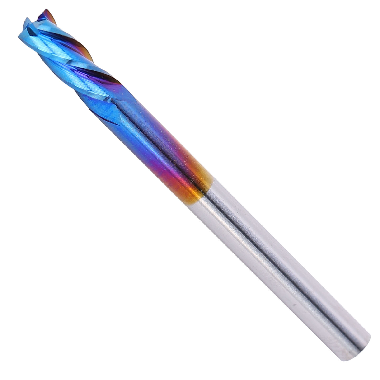 4-schneidiger Vollhartmetall-schaftfräser Mit Nanoblue-beschichtung, Cnc-gefräster Zylinderschaft, Spiralförmige Schneide, Ø 3,175 X 3,175 X 22 Mm, Präzisionsfräswerkzeug, Wolframstahl, Einzelsatz