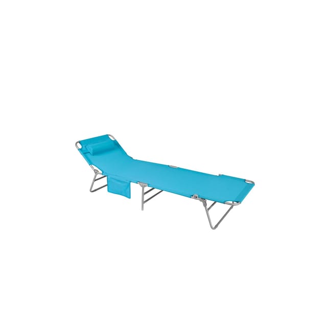 SoBuy Gartenliege mit Seitentasche Klappbar Metall Blau OGS35-B