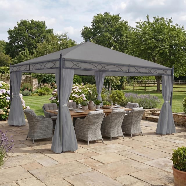 MCW Seitenwand Für Pergola Calpe 4er-Set 4x4m Hellgrau