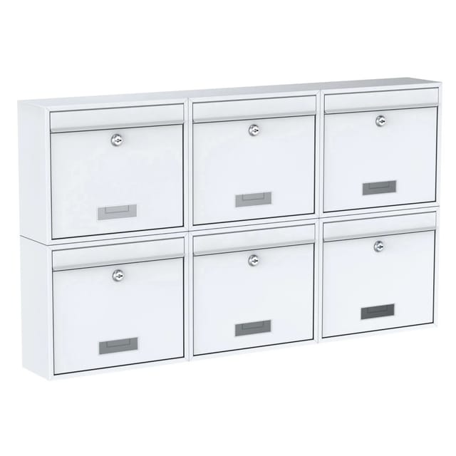 Basi - Briefkasten - SET - 6x BK 900 - Stahl Weiß - 6x2170-0662