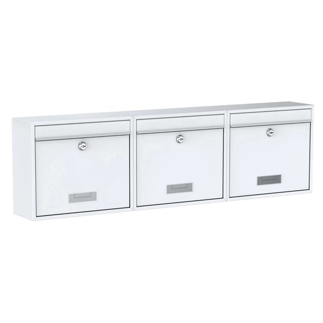 Basi - Briefkasten - SET - 3x BK 900 - Stahl Weiß - 3x2170-0662