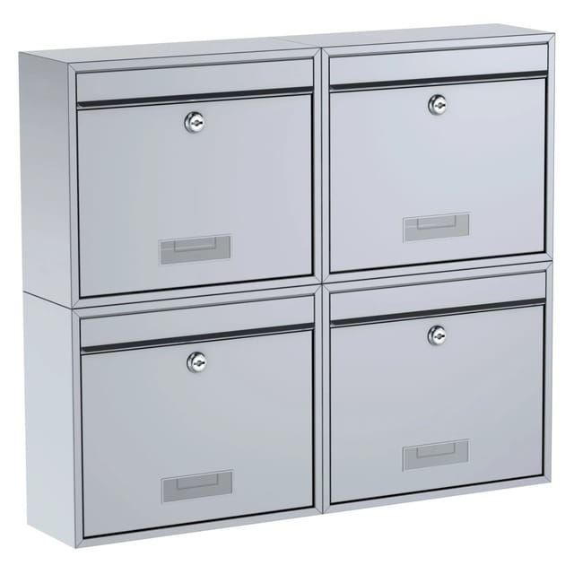 Basi - Briefkasten - SET - 4x BK 900 - Stahl Silber - 4x2170-0661