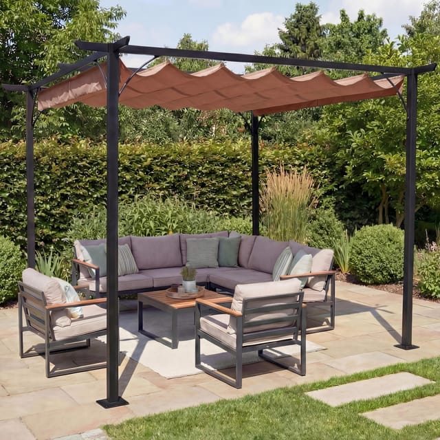 MCW Pergola C42 3,5x3,5m Taupe-Braun
