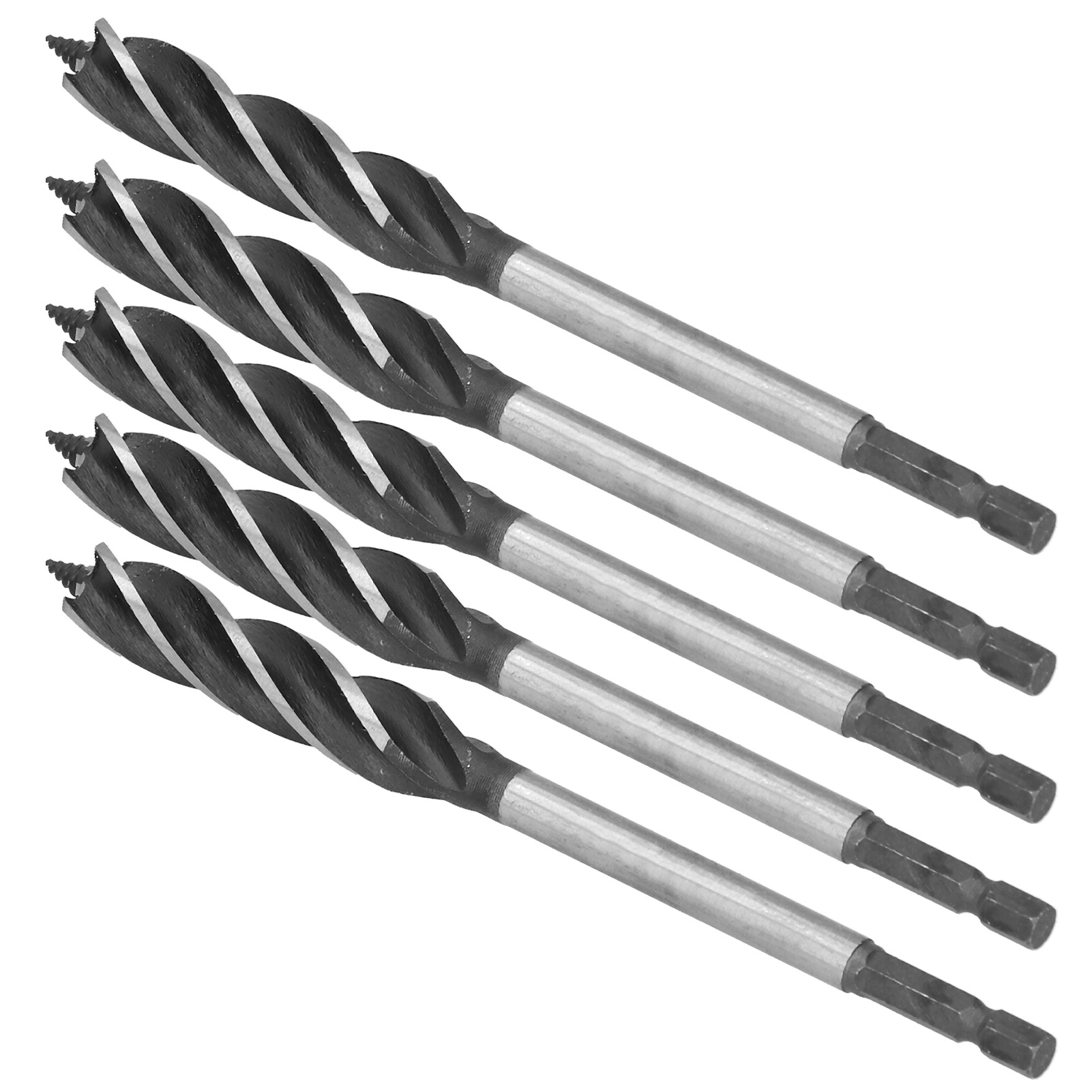 Set Mit 5 Lochsägenbohrern Für Holz Und Metall, 14 Mm, Sechskantschaft, 4 Schneiden, Hartmetallbohrer