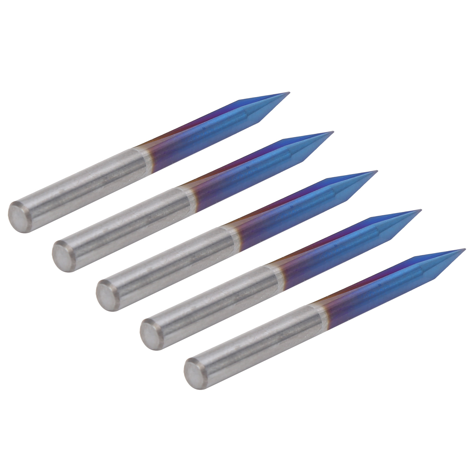 Satz Mit 5 V-nut-gravierfräsern Aus Wolframkarbid, 2 Gerade Schneiden, 4-mm-schaft, 4 X 0,5 X 15 Mm Schnittdurchmesser Für Cnc-fräsen