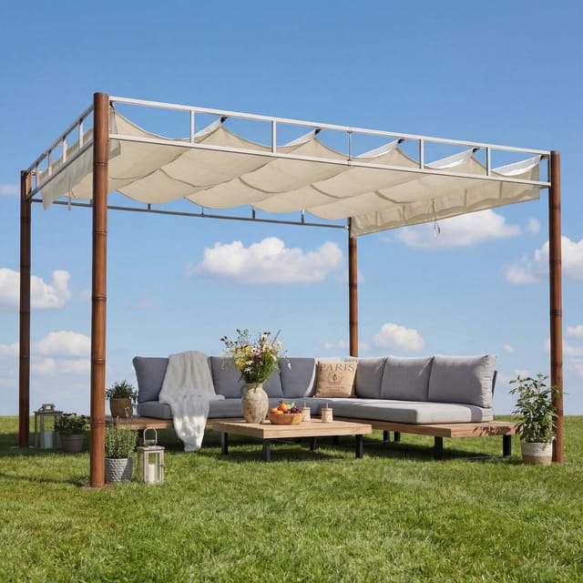 MCW Pergola L42 Creme-Weiß 3x3m